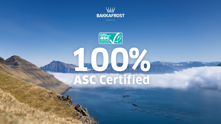 100% of Bakkafrost salmon in the Faroe Islands is now ASC certified